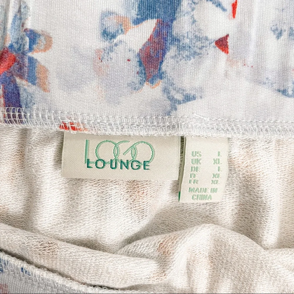 LOGO Lounge by Lori Goldstein Watercolor Floral French Terry Skirt Large